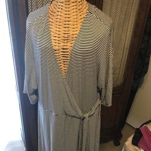 Downing Studio Dress Stripe Black & White Short Sleeve Long Style 3X NWT
